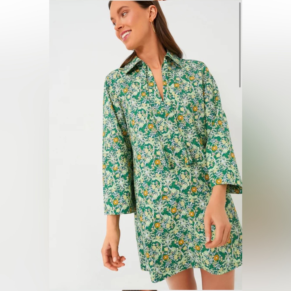 Tuckernuck Hyacinth House Long Sleeve Green Carrington Collared Mini Dress XL - Picture 2 of 11